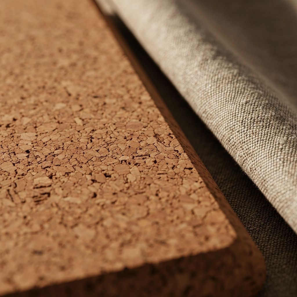 Natural cork and linen materials